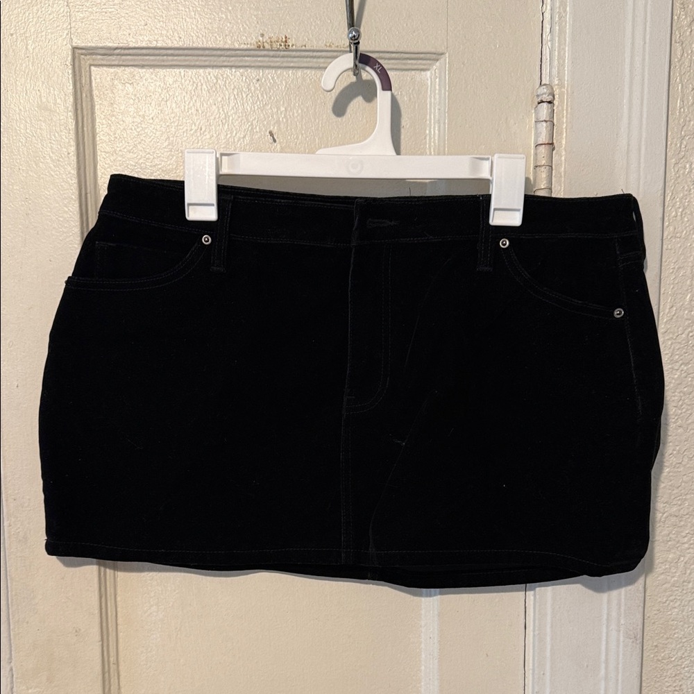 Fashion Nova Black Velvet Mini Skirt